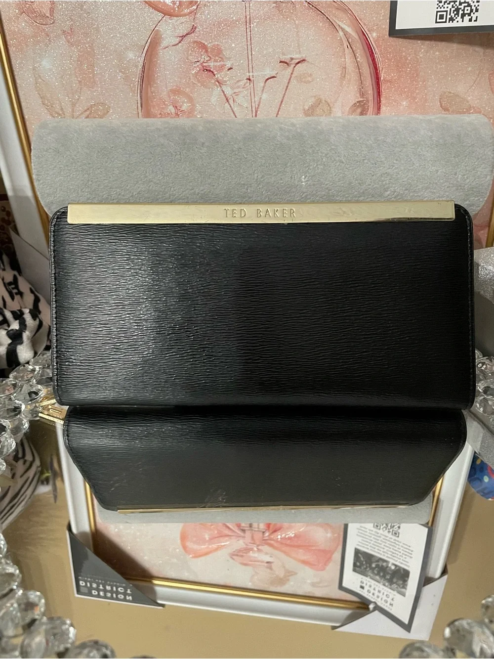 Ted Baker clutch  Black Textured Leather EUC